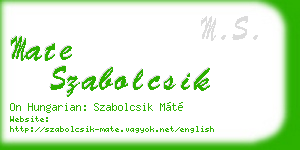mate szabolcsik business card