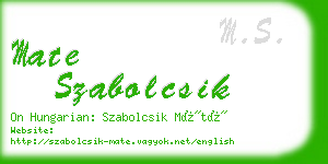 mate szabolcsik business card